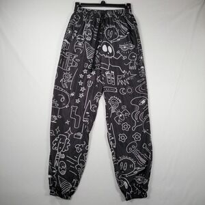 SHEIN Pants Womens XS Black White Doodle Graphic Print Joggers Elastic Waist